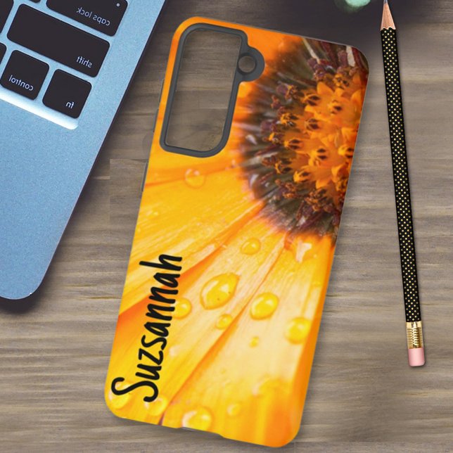 Orange African Daisy Close-Up Floral Photo Samsung Galaxy Case (Creator Uploaded)