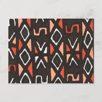 Orange African Mudcloth Tribal Print Postcard by its_sparkle_motion at Zazzle