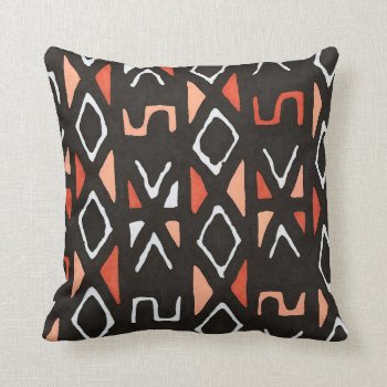 Orange African Mudcloth Tribal Print Throw Pillow by its_sparkle_motion at Zazzle