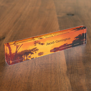 Orange African Sunset Desk Name Plate