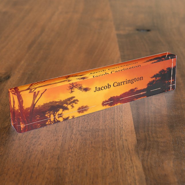 Orange African Sunset Desk Name Plate (Side)