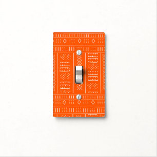 Orange Afrocentric Tribal Pattern Light Switch Cover