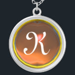 Orange Agate Gem  Monogram Silver Plated Necklace<br><div class="desc">Elegant and unique design  with gemstone. Very accurated nurbs modeling and rendering in 3D Studio Max by Bulgan Lumini .Part from series Hyper Talismans.</div>