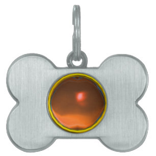 ORANGE AGATE GEM STONE PET NAME TAG