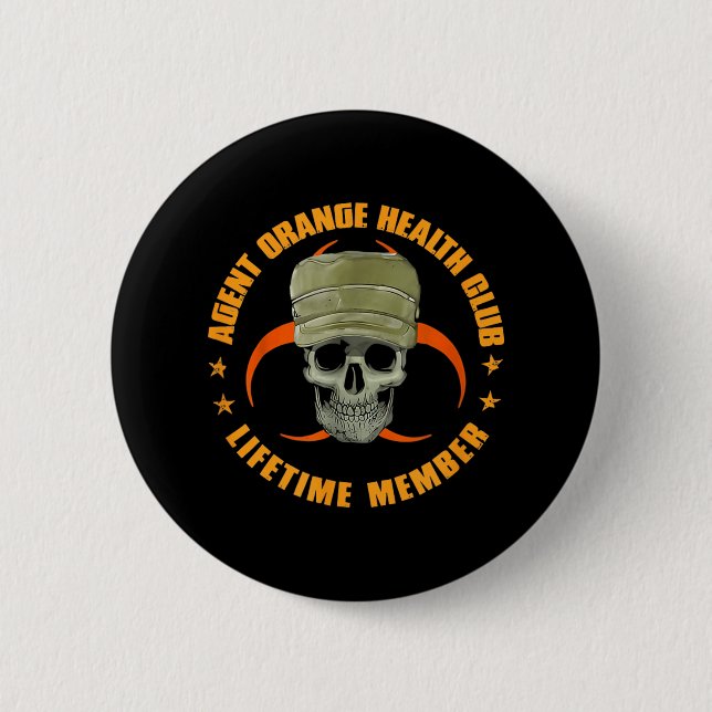 Orange Agent Health Club Lifetime Member Vietnam V Button (Front)
