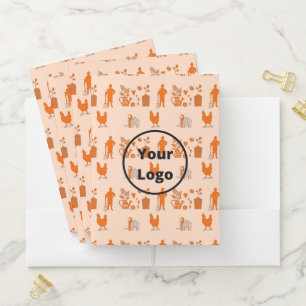 Orange agriculture business pattern pocket folder