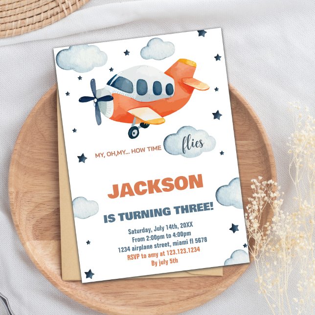 Orange Airplane Birthday Invitations (Orange Airplane Birthday Invitations)
