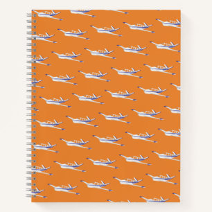 Orange airplane notebook, Beechcraft Bonanza Notebook