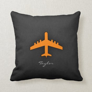 Orange Airplane Throw Pillow by ColorStock at Zazzle