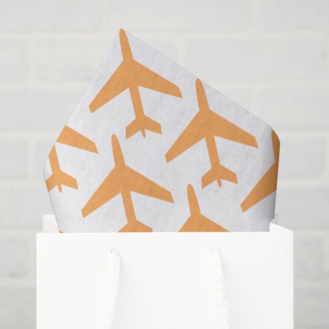 Orange Airplanes Travel Airline Pilot Adventure Tissue Paper (Gift Bag)