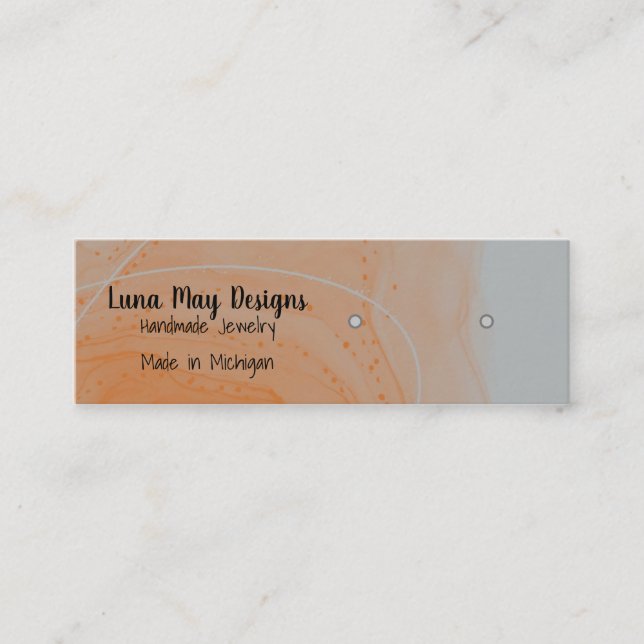 Orange Alcohol Ink Jewelry Display Business Card (Front)
