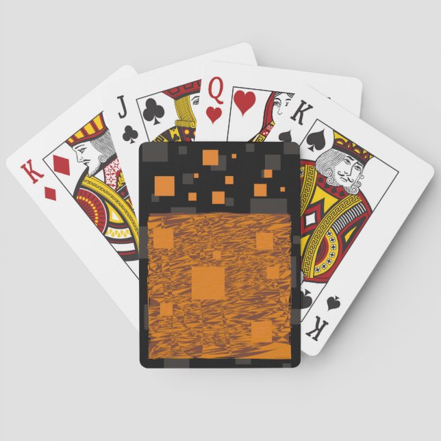 Orange alert float abstract Halloween black box Poker Cards (Back)