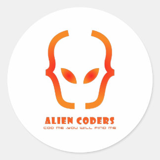 ORANGE ALIEN CLASSIC ROUND STICKER