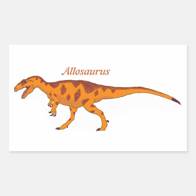 Orange Allosaurus Left Rectangular Sticker (Front)