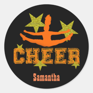 Orange Allstar cheerleader personalized stickers