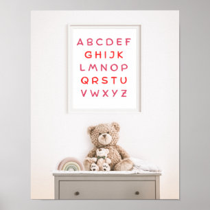 Orange Alphabet Capital Letters Teacher Kids Room Poster
