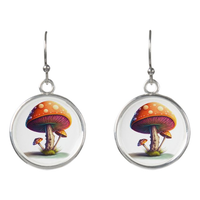 Orange Amanita Muscaria Earrings (Front)