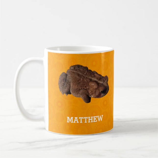 Orange American Toad Photo Personalized Coffee Mug (Left)
