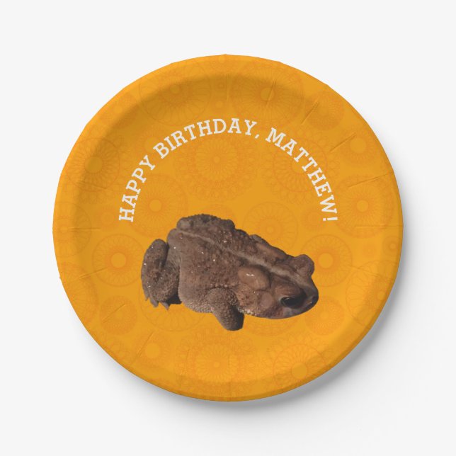 Orange American Toad Photo Personalized Paper Plates (Front)
