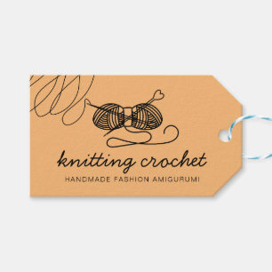 Orange Amigurumi Art Handmade Yarn Knit Crochet Gift Tags