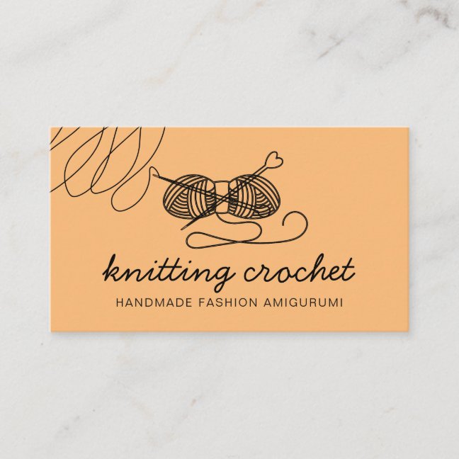 Orange Amigurumi Handmade Yarn Knit Crochet Business Card