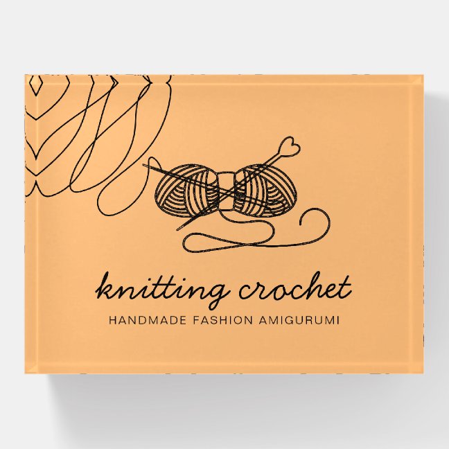 Orange Amigurumi Home Business Yarn Knit Crochet Paperweight