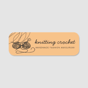 Orange Amigurumi Yarn Knitting Crochet Name Tag