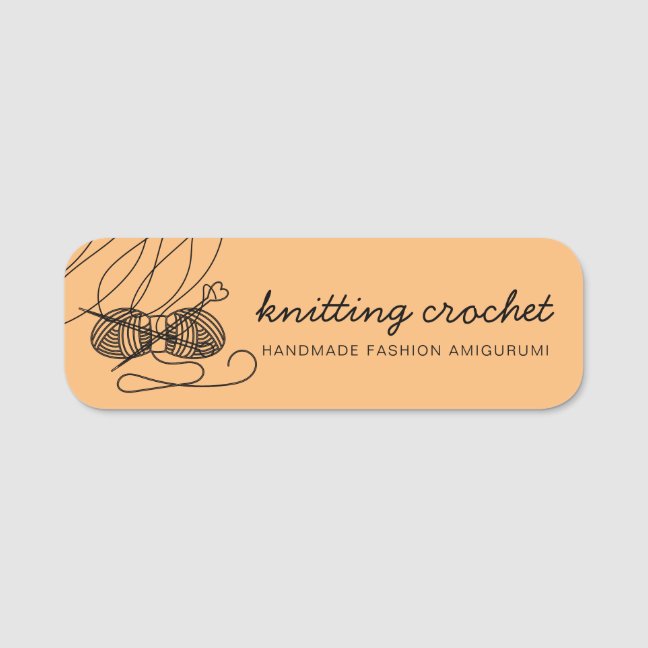 Orange Amigurumi Yarn Knitting Crochet Name Tag