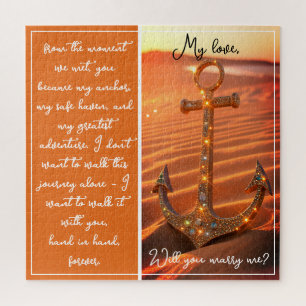 Orange Anchor Marriage Proposal Will You Marry Me Jigsaw Puzzle