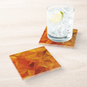Orange and amber design glass coaster