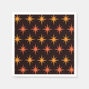 Orange and Amber Starburst Mid Century Modern Napkins