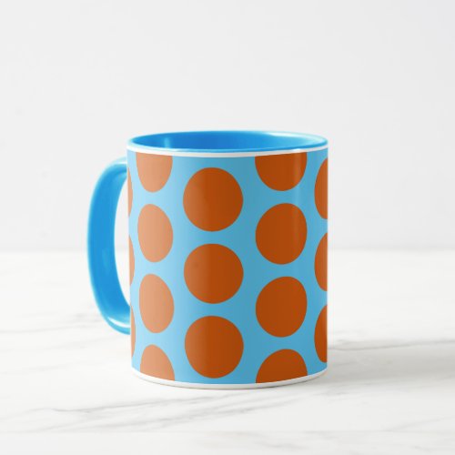 Orange and Aqua Blue Polka Dot Art Mug Cup