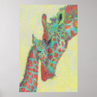 orange and aqua giraffes poster