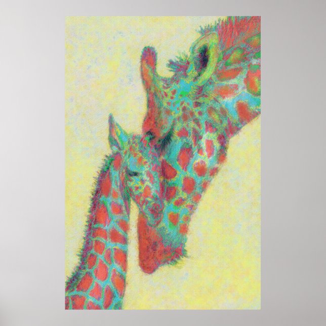orange and aqua giraffes poster (Front)