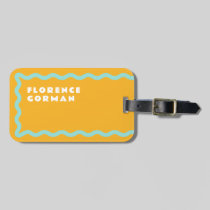 Orange and Aqua Squiggle with Text Luggage Tag