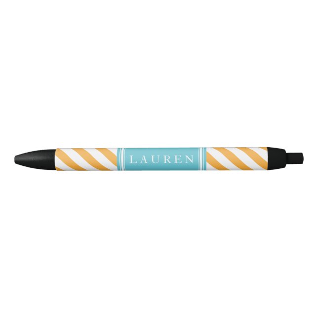 Orange and Aqua Stripes Pattern Pen (Front)