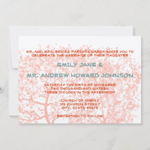 Orange and Aqua Tree Weddings Personalized Invite