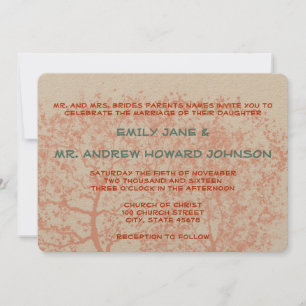 Orange and Aqua Tree Weddings Personalized Invite
