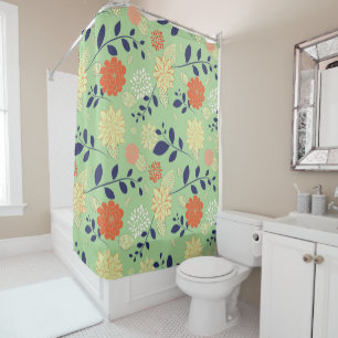 Orange And Beige Flowers Shower Curtain