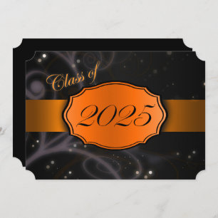 Orange and Black 2025 Graduation Invitation