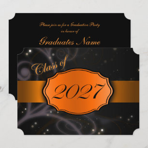 Orange and Black 2027 Graduation Invitation