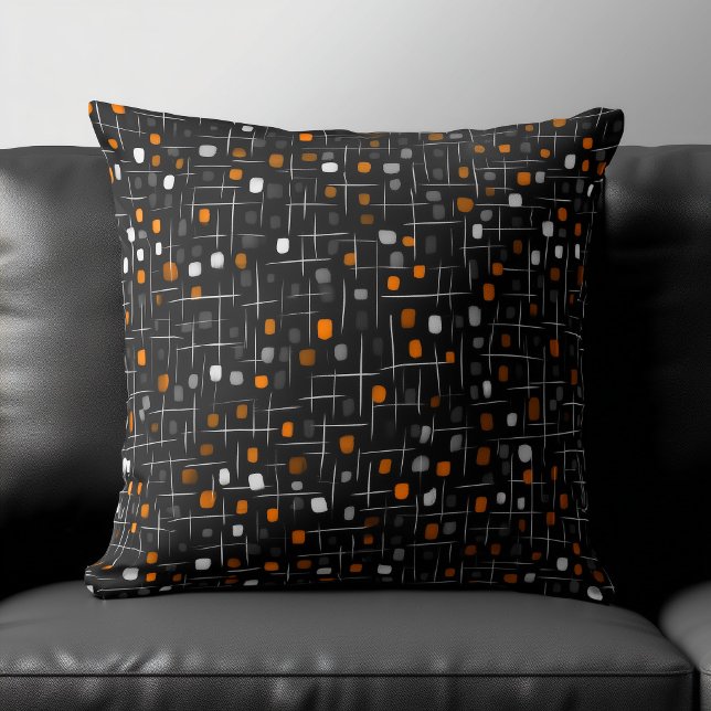 Orange and Black Abstract Pattern Throw Pillow (Creator Uploaded)
