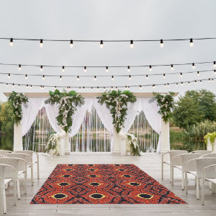 Orange and Black African Outdoor Rug
