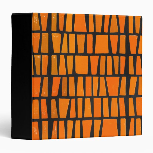 Orange and black african tribal pattern 3 ring binder (Front/Spine)