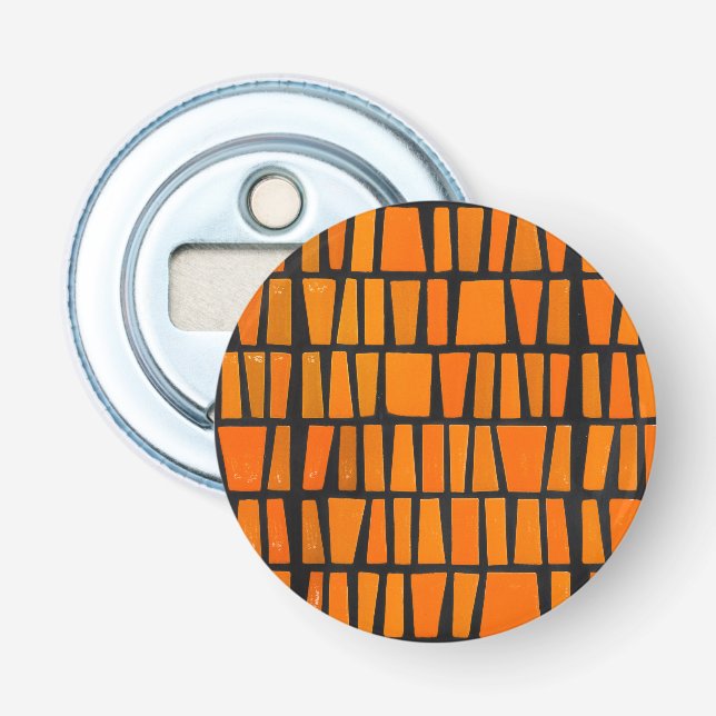 Orange and black african tribal pattern bottle opener (Front)