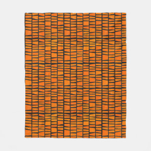 Orange and black african tribal pattern fleece blanket