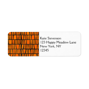 Orange and black african tribal pattern label