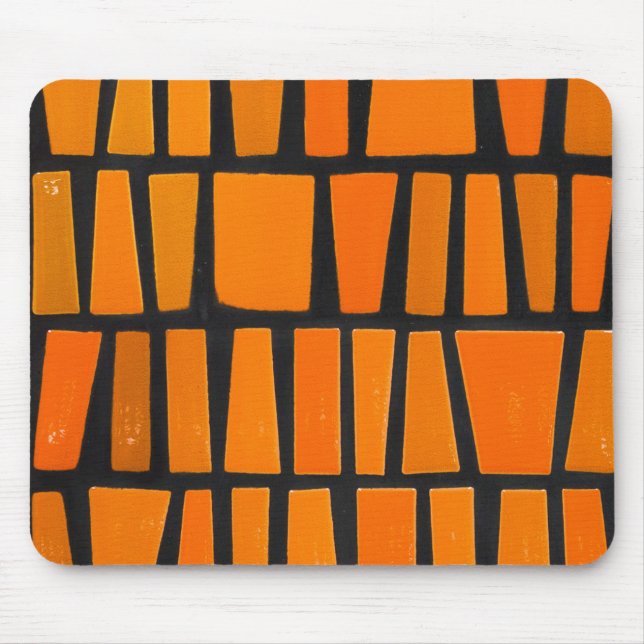 Orange and black african tribal pattern mouse pad (Front)