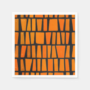 Orange and black african tribal pattern paper napkins