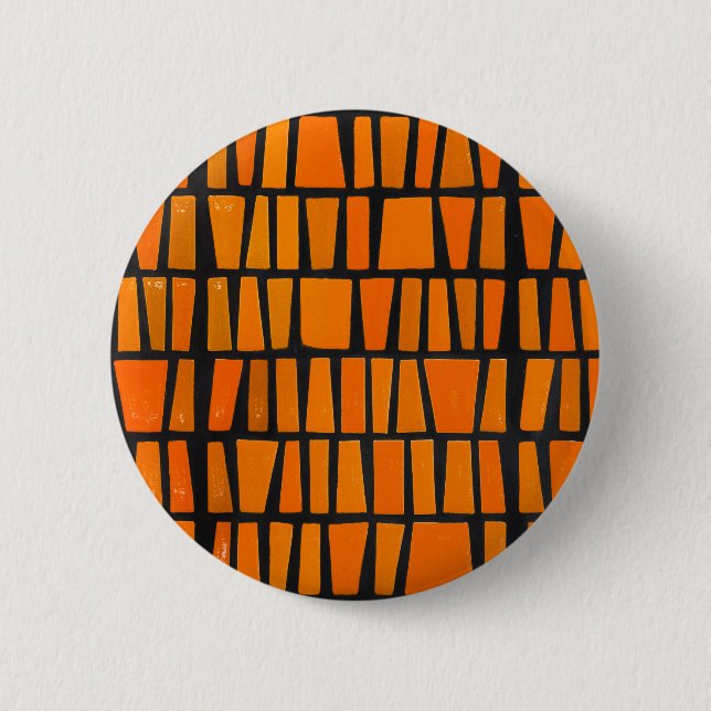 Orange and black african tribal pattern pinback button (Front)